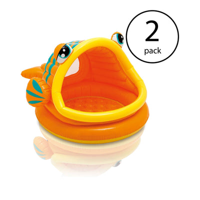 Intex Sun + Shade Inflatable Lazy Fish Baby + Toddler Swimming Pool (2 Pack)