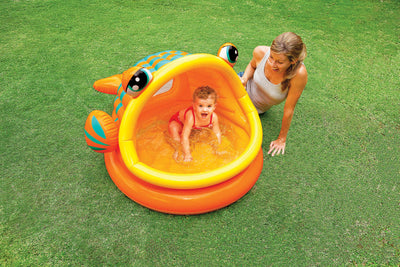 Intex Sun + Shade Inflatable Lazy Fish Baby + Toddler Swimming Pool (2 Pack)