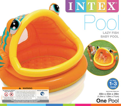 Intex Sun + Shade Inflatable Lazy Fish Baby + Toddler Swimming Pool (2 Pack)