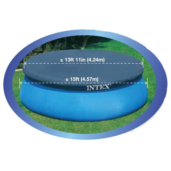 Intex 15 Foot Easy Set Cover Swimming Pool Debris Vinyl Round Cover Tarp, 2 Pack - VMInnovations