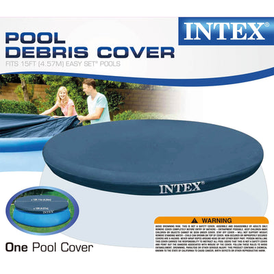 Intex 15 Foot Easy Set Cover Swimming Pool Debris Vinyl Round Cover Tarp, 2 Pack