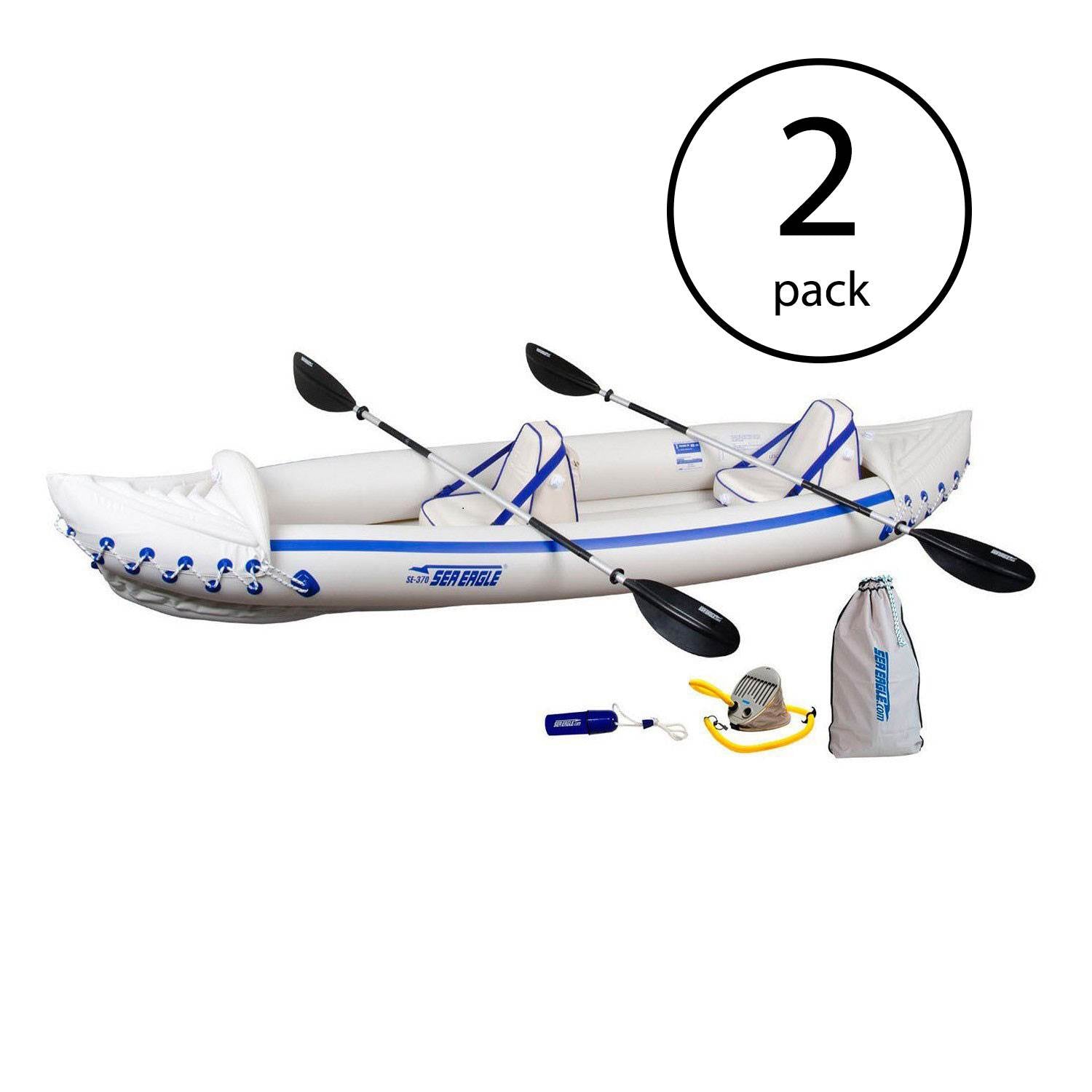 Sea Eagle 370 Pro 3 Person Inflatable Kayak Fishing Boat Canoe Paddles (2 Pack) - VMInnovations