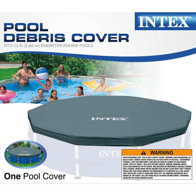Intex 12 Foot Round Frame Easy Set Above Ground Swimming Pool Cover (2 Pack)