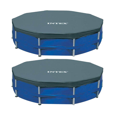 Intex 12 Foot Round Frame Easy Set Above Ground Swimming Pool Cover (2 Pack)