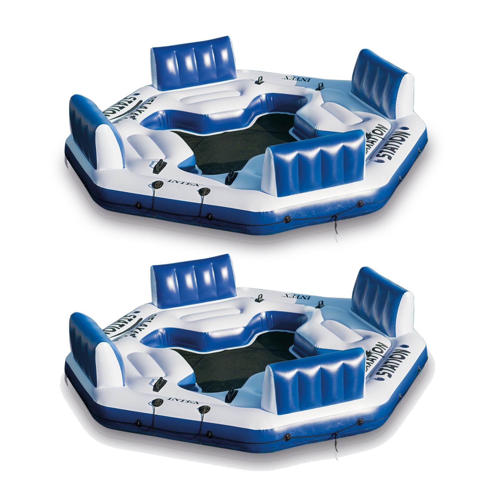 Intex Pacific Paradise Relaxation Station Lounge 4-Person River Raft (2 Pack)