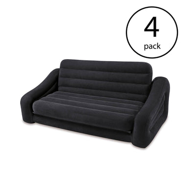Intex Inflatable Queen Size Pull-Out Futon Sofa Couch Bed, Dark Gray (4 Pack)