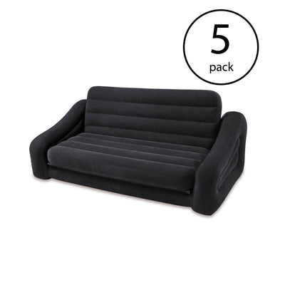 Intex Inflatable Queen Size Pull-Out Futon Sofa Couch Bed, Dark Gray (5 Pack)