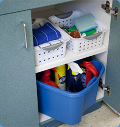 Sterilite Small Ultra Plastic Storage Bin Organizer Basket, White (48 Pack) - VMInnovations