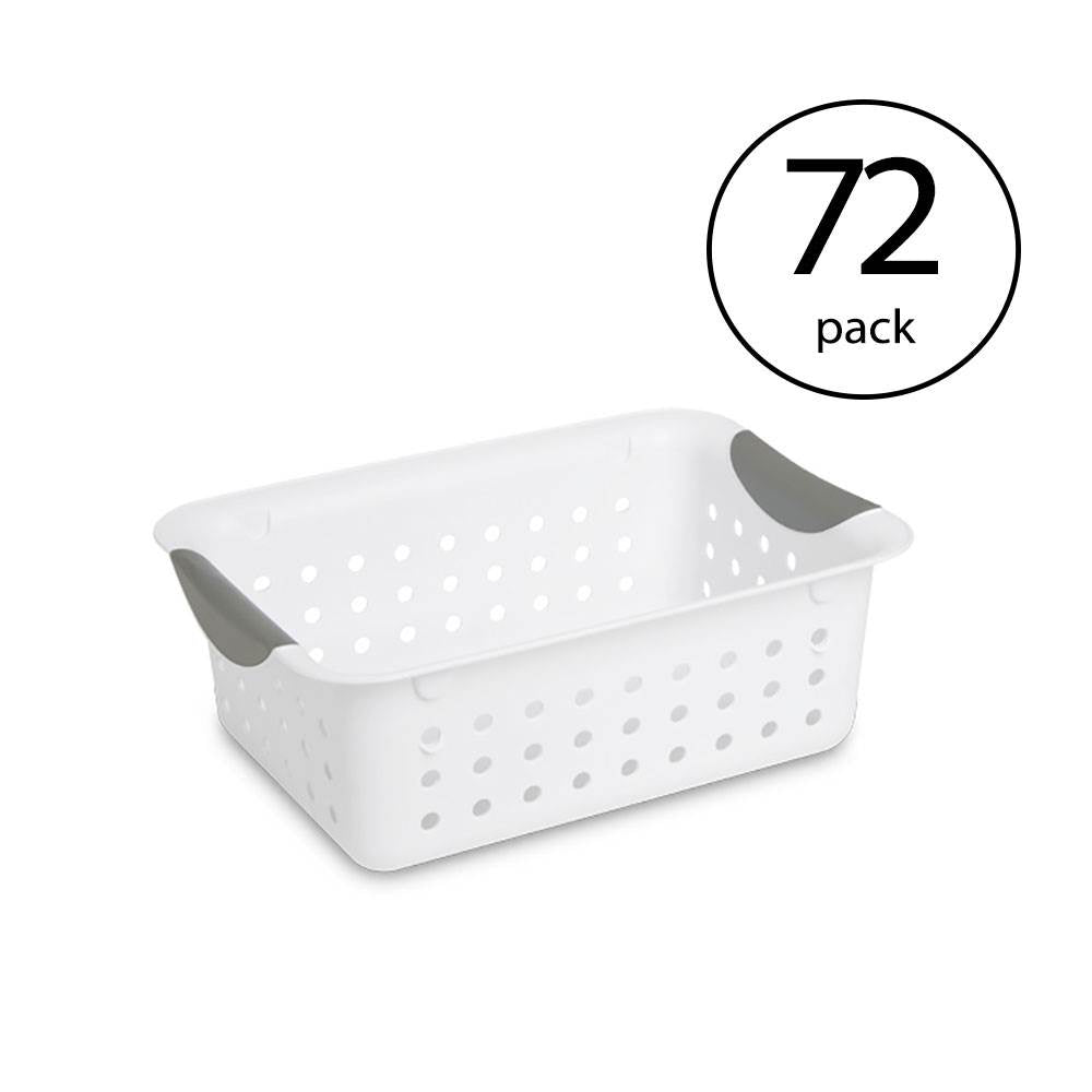 Sterilite Small Ultra Plastic Storage Bin Organizer Basket, White (72 Pack)