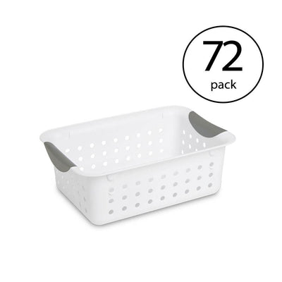 Sterilite Small Ultra Plastic Storage Bin Organizer Basket, White (72 Pack)