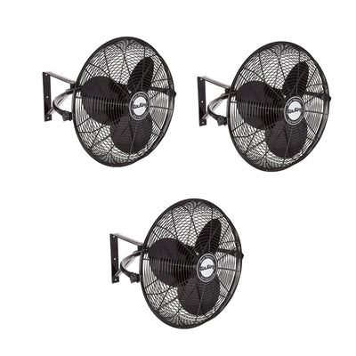 Air King 20" 3-Speed Non-Oscillating Totally Enclosed Wall Mount Fan (3 Pack) - VMInnovations