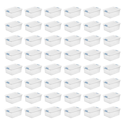 Sterilite Plastic 15 Quart Storage Box Container with Latching Lid, 48 Pack - VMInnovations