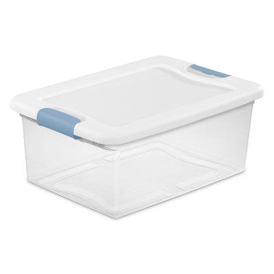 Sterilite Plastic 15 Quart Storage Box Container with Latching Lid, 48 Pack