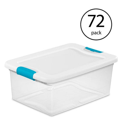 Sterilite 15-Quart Clear Stackable Latching Storage Box Container (72 Pack)