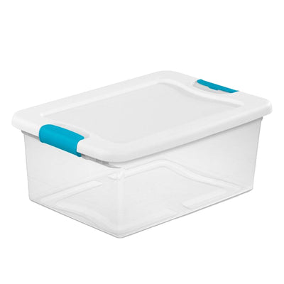 Sterilite Plastic 15 Quart Storage Box Container with Latching Lid, 120 Pack - VMInnovations