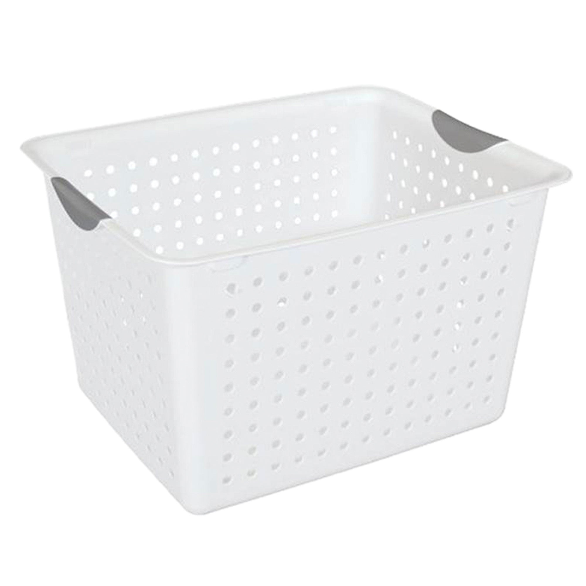 Sterilite Large Ultra Plastic Storage Bin Baskets with Handles, White, 48 Pack