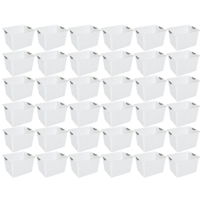 Sterilite Deep Ultra Plastic Storage Bin Baskets with Handles, White, 36 Pack