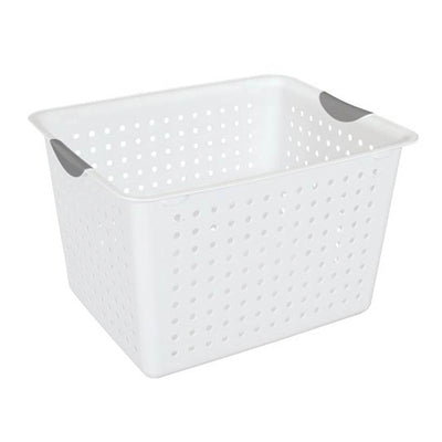 Sterilite Deep Ultra Plastic Storage Bin Organizer Basket, White (72 Pack)
