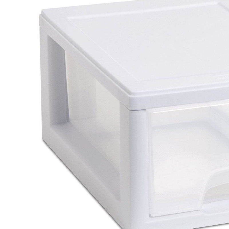 Sterilite 20518006 Stackable Small Drawer White Frame & See-Through (24 Pack)