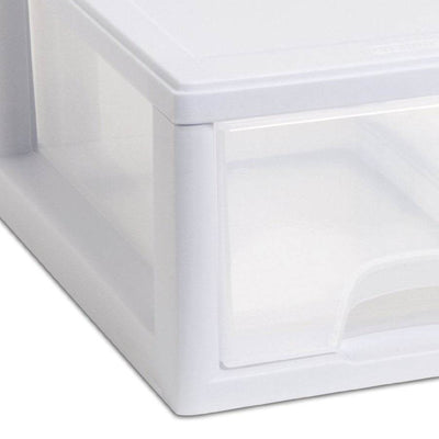 Sterilite 20518006 Stackable Small Drawer White Frame & See-Through (24 Pack)