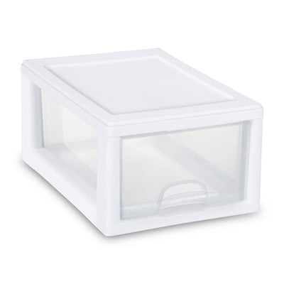 Sterilite Small Clear Plastic Stackable Drawer with White Frame (30 Pack)