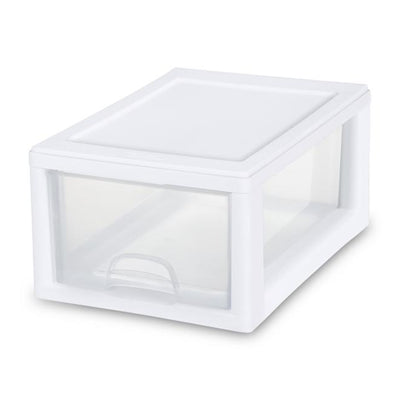 Sterilite Small Clear Plastic Stackable Drawer with White Frame (30 Pack)