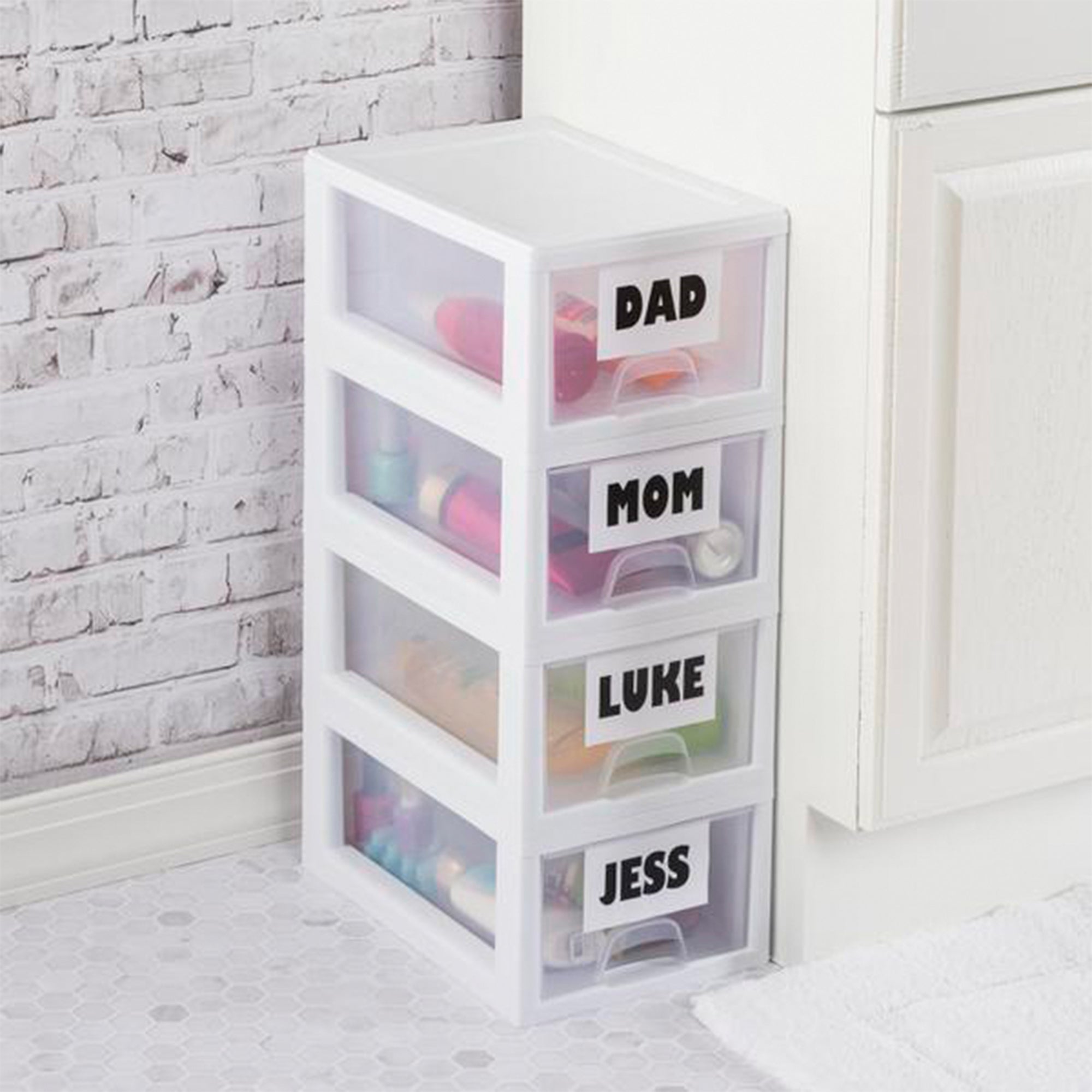 Sterilite Small Clear Plastic Stackable Drawer with White Frame (30 Pack)