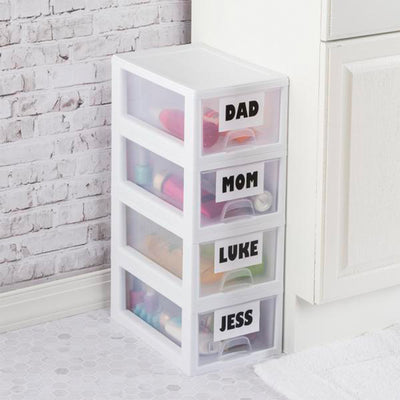 Sterilite Small Clear Plastic Stackable Drawer with White Frame (30 Pack)