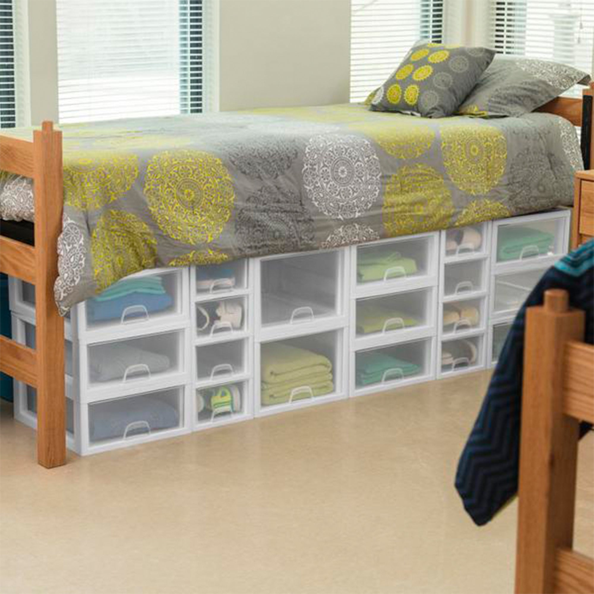 Sterilite Small Clear Plastic Stackable Drawer with White Frame (30 Pack)
