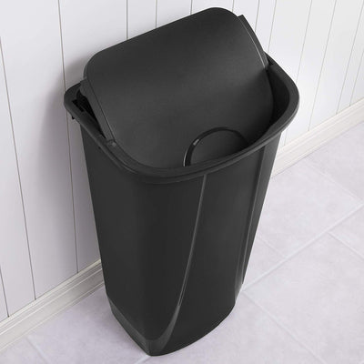 Sterilite 10939006 11 Gallon SwingTop Clean Black Wastebasket Trash Can (6 Pack)