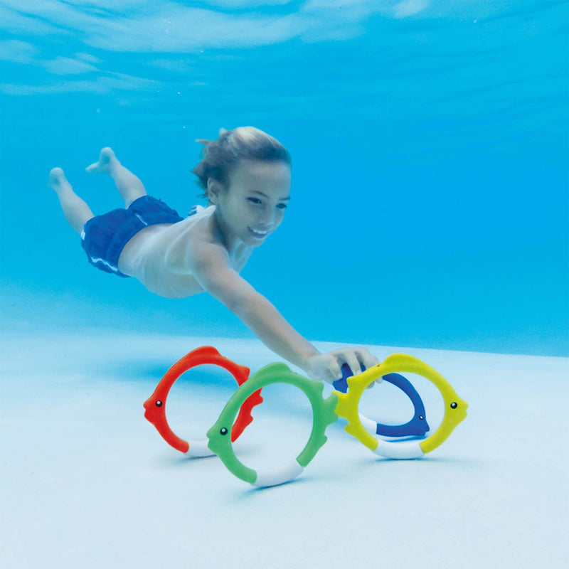Intex Diving Swimming Pool Play Underwater Fish Rings Sticks (8 Pack)