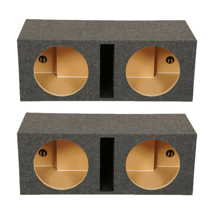 QPower QBASS Dual 12 Inch Car Audio Subwoofer Enclosure Box, Charcoal (2 Pack)