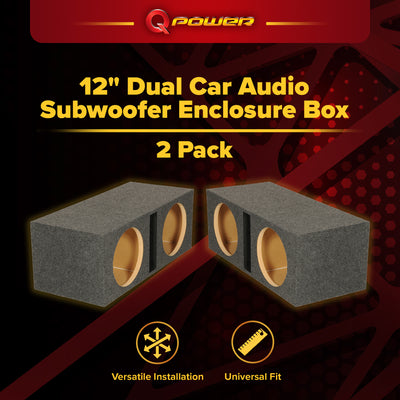 QPower QBASS Dual 12 Inch Car Audio Subwoofer Enclosure Box, Charcoal (2 Pack) - VMInnovations