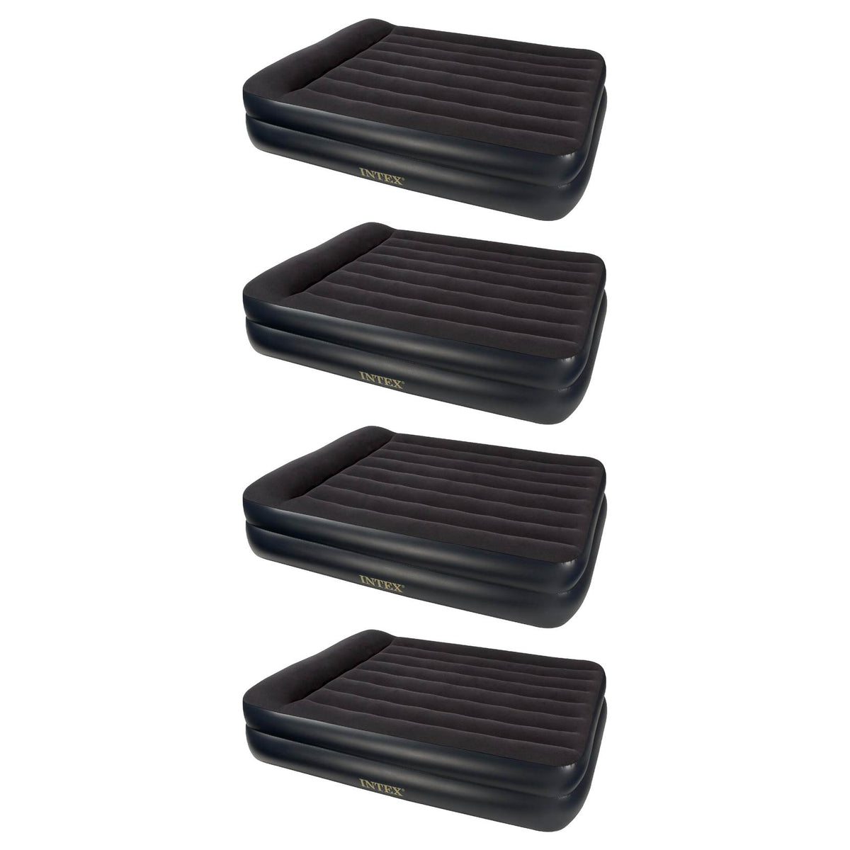 Intex Pillow Rest Queen Air Mattress w/ Built In Air Pump & Pillow (4 Pack)