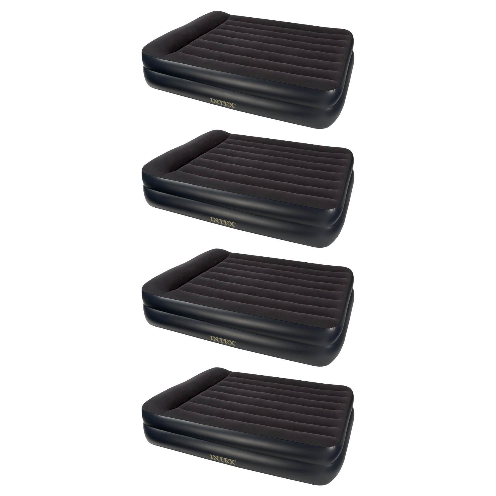 Intex Pillow Rest Queen Air Mattress w/ Built In Air Pump & Pillow (4 Pack)