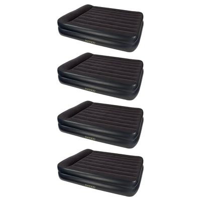 Intex Pillow Rest Queen Air Mattress w/ Built In Air Pump & Pillow (4 Pack)