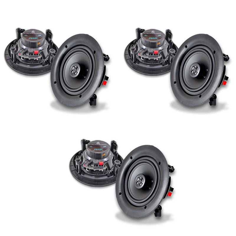 Pyle 8" Flush Mount Wall & Ceiling 250W 2-Way Stereo Speakers (6 Pack)