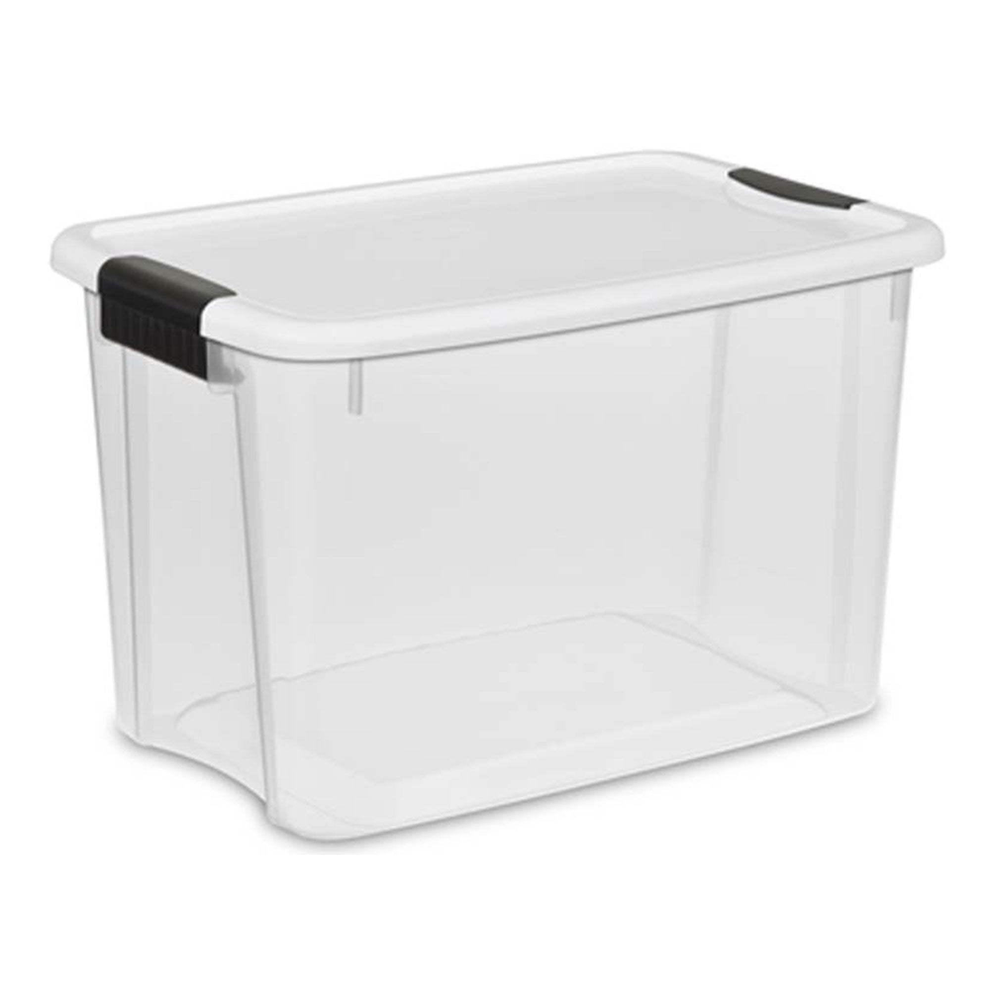 Sterilite 30 Qt Clear Plastic Stackable Storage Bin w/ White Latch Lid, 42 Pack