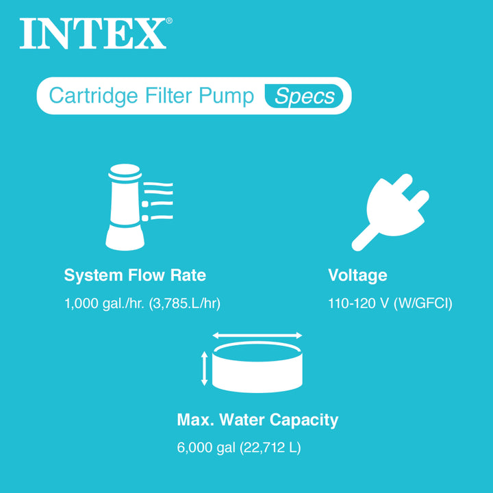 INTEX C1000 Krystal Clear Pool Filter Pump & Type A Pool Filter Cartridges