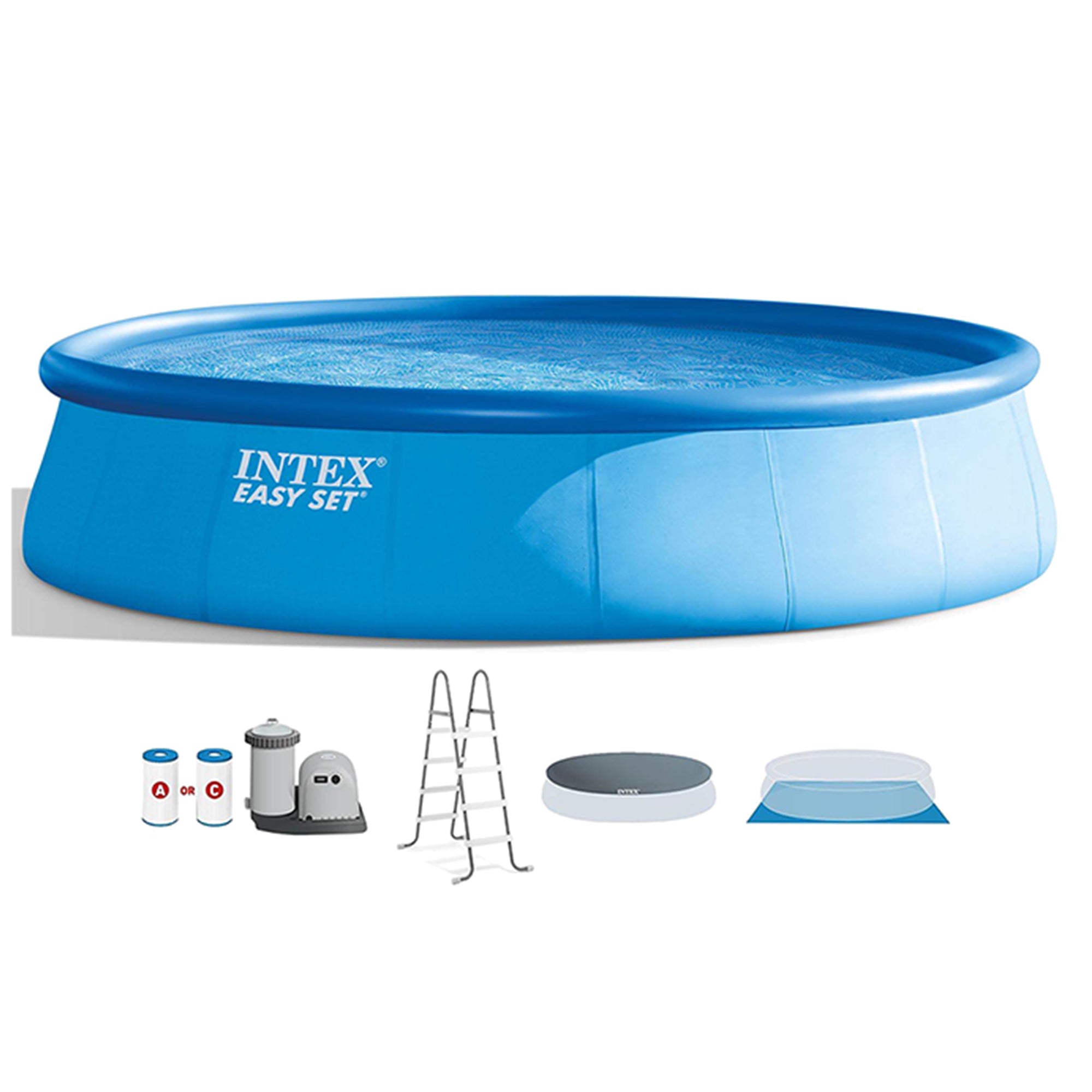Intex Easy Set 18' x 48" Inflatable Pool Set with Pump, Ladder & Maintenance Kit - VMInnovations
