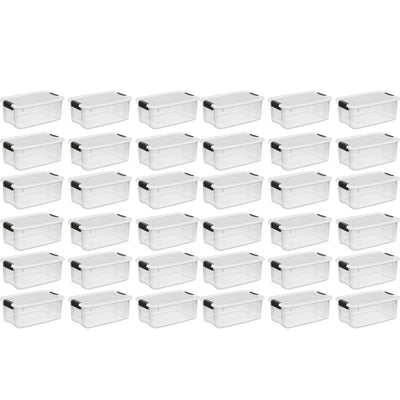 Sterilite 18 Qt Clear Plastic Stackable Storage Bin w/ White Latch Lid, 36 Pack