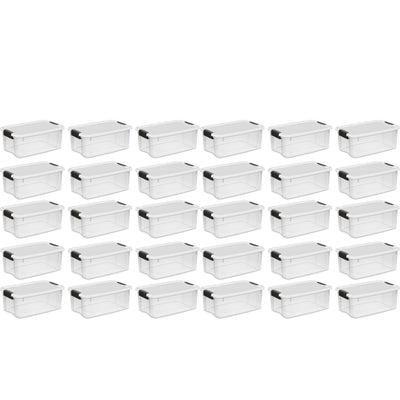 Sterilite 18 Qt Clear Plastic Stackable Storage Bin w/ White Latch Lid, 30 Pack