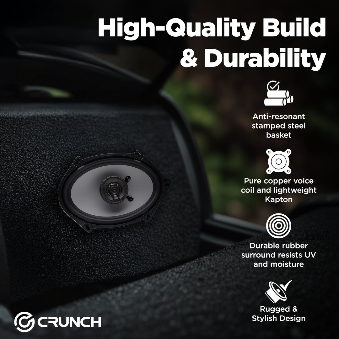 Crunch 250W Full Range 2 Way Coaxial Car Audio 5x7 by 6x8" Speaker Pair, 2 Pack