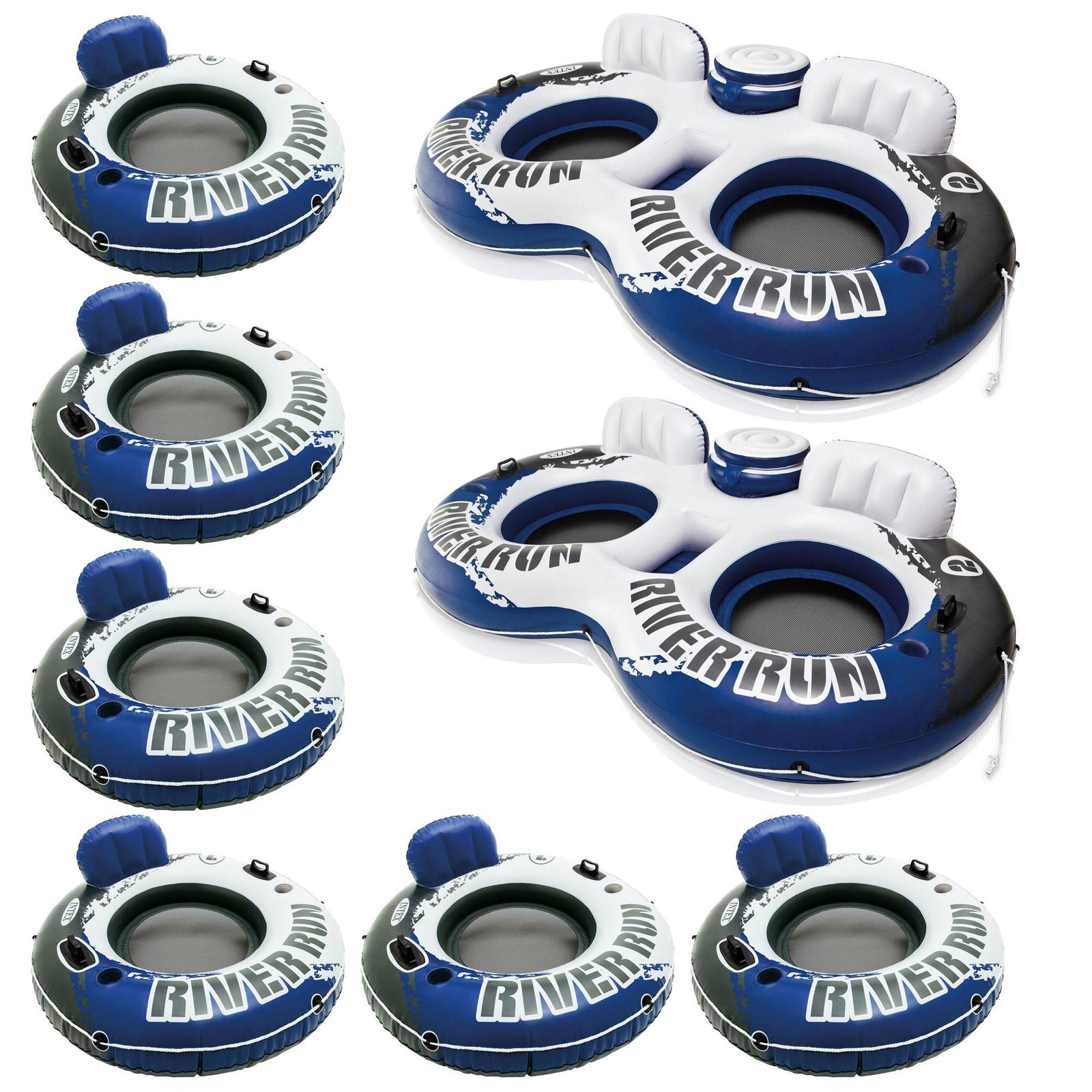 Intex River Run II 2 Person Float (2 Pack) & River Run I 1 Person Float (6 Pack) - VMInnovations