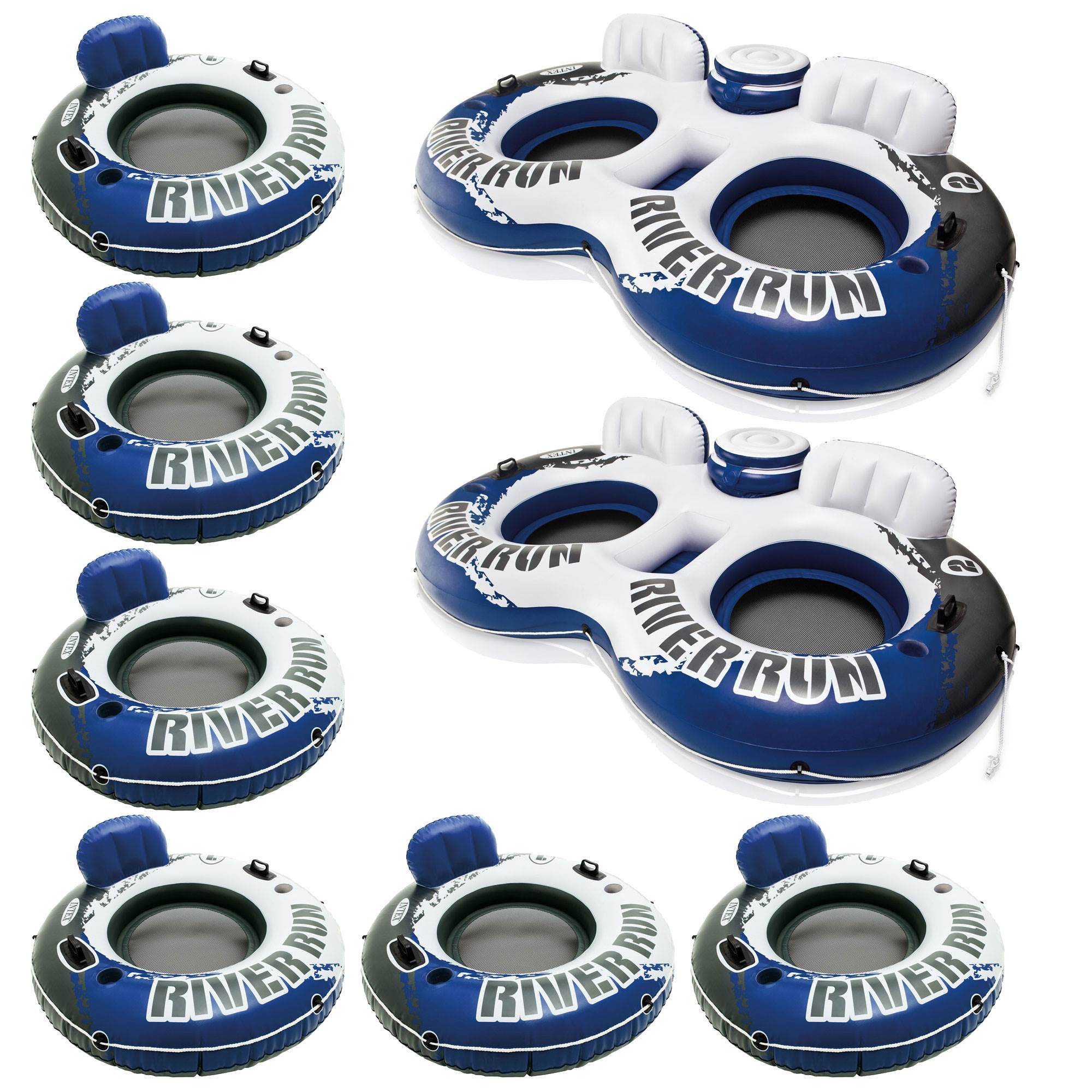 Intex River Run II 2 Person Float (2 Pack) & River Run I 1 Person Float (6 Pack) - VMInnovations