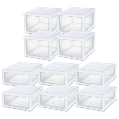 Sterilite 27 Qt (4 Pk) & 16 Qt (6 Pk) Stackable Plastic Storage Drawer Container - VMInnovations