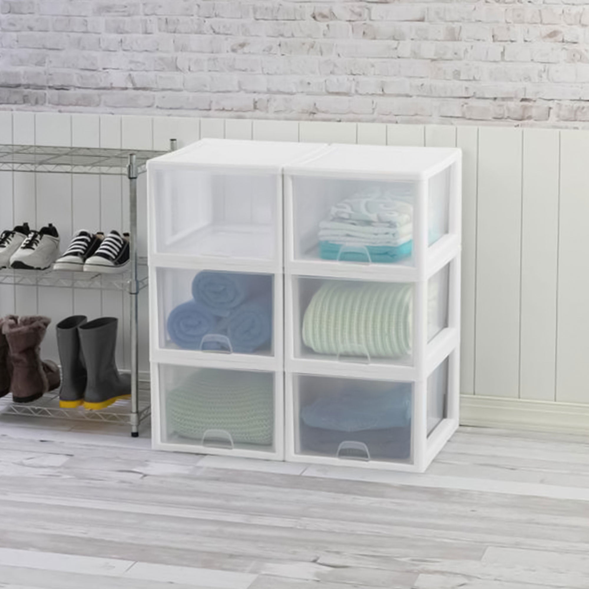Sterilite 27 Qt (4 Pk) & 16 Qt (6 Pk) Stackable Plastic Storage Drawer Container - VMInnovations