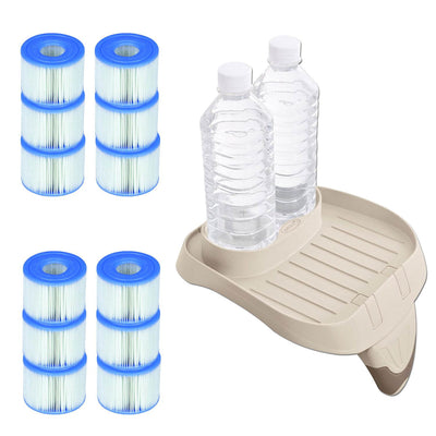 Intex PureSpa Attachable Cup Holder And Refreshment Tray with 12 S1 Pool Filters - VMInnovations