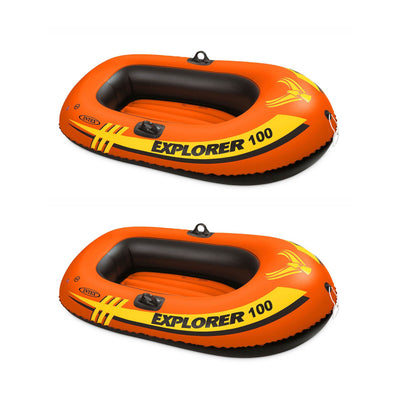 Intex Explorer 100 1 Person Youth Pool Lake Inflatable Raft Row Boat (2 Pack)