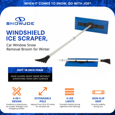 Snow Joe 3 Pack Windshield Ice Scraper, Car Window Snow Removal Broom for Winter